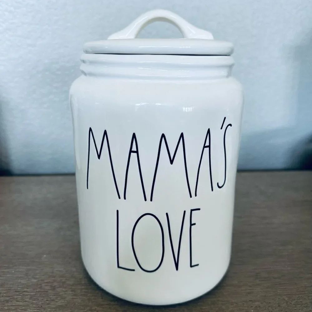 Rae Dunn Mama’s Love Ceramic Cookie Jar Treat Food Storage Canister
